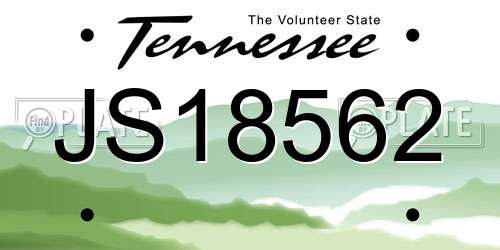 JS18562 Tennessee License Plate