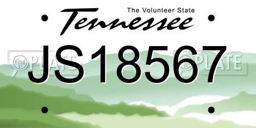 JS18567 Tennessee License Plate