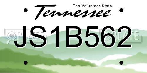 JS1B562 Tennessee License Plate