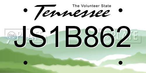 JS1B862 Tennessee License Plate