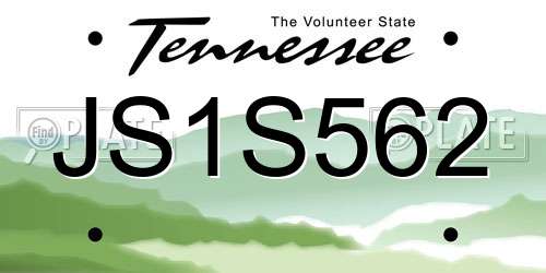 JS1S562 Tennessee License Plate