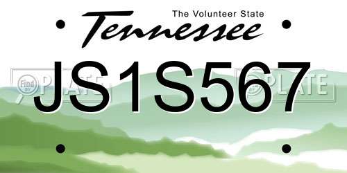 JS1S567 Tennessee License Plate
