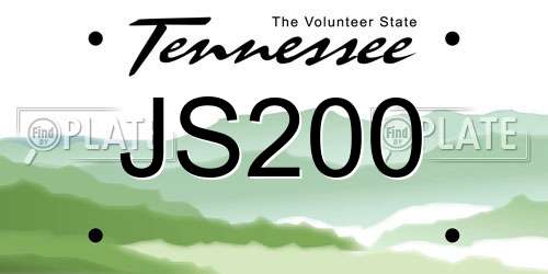 JS200 Tennessee License Plate