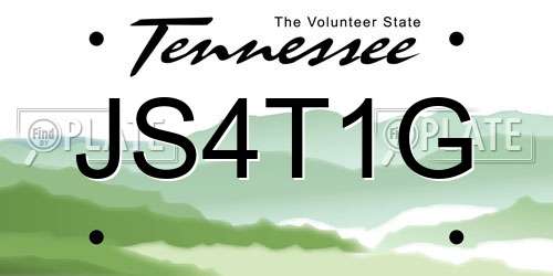 JS4T1G Tennessee License Plate