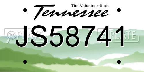 JS58741 Tennessee License Plate