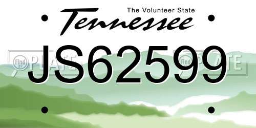 JS62599 Tennessee License Plate