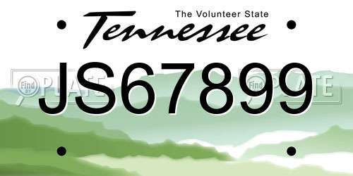 JS67899 Tennessee License Plate