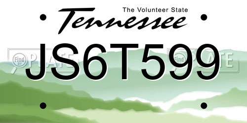 JS6T599 Tennessee License Plate