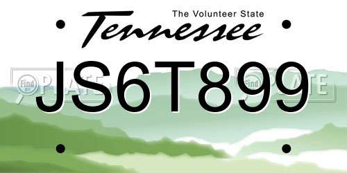 JS6T899 Tennessee License Plate