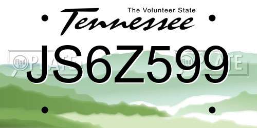 JS6Z599 Tennessee License Plate