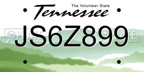 JS6Z899 Tennessee License Plate