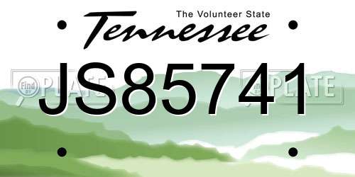 JS85741 Tennessee License Plate