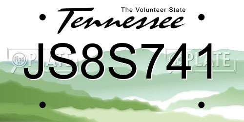 JS8S741 Tennessee License Plate