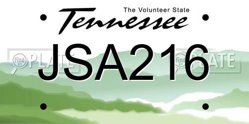 JSA216 Tennessee License Plate