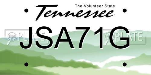 JSA71G Tennessee License Plate