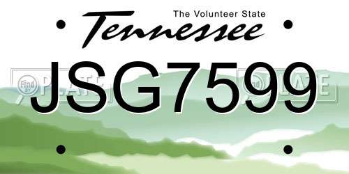 JSG7599 Tennessee License Plate