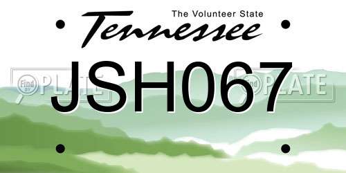 JSH067 Tennessee License Plate
