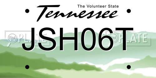 JSH06T Tennessee License Plate