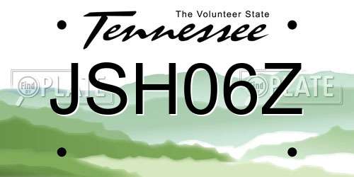 JSH06Z Tennessee License Plate