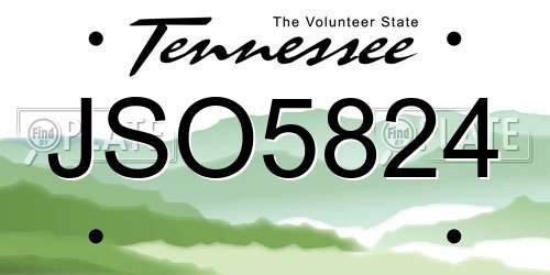 JSO5824 Tennessee License Plate