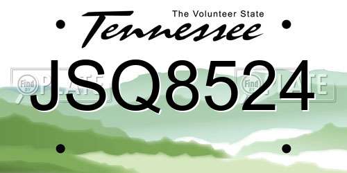 JSQ8524 Tennessee License Plate