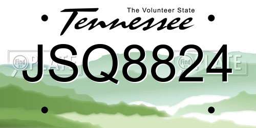 JSQ8824 Tennessee License Plate