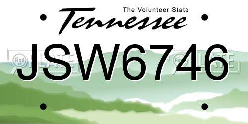 JSW6746 Tennessee License Plate