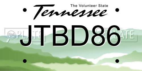 JTBD86 Tennessee License Plate