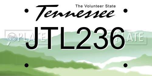 JTL236 Tennessee License Plate
