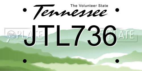 JTL736 Tennessee License Plate