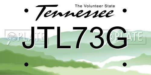 JTL73G Tennessee License Plate
