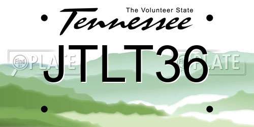 JTLT36 Tennessee License Plate