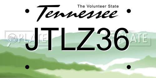 JTLZ36 Tennessee License Plate