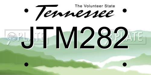 JTM282 Tennessee License Plate
