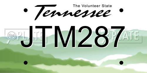JTM287 Tennessee License Plate