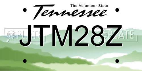 JTM28Z Tennessee License Plate