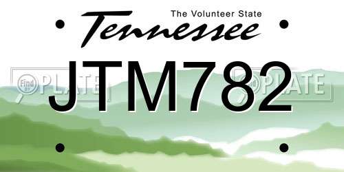 JTM782 Tennessee License Plate