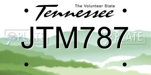 JTM787 Tennessee License Plate