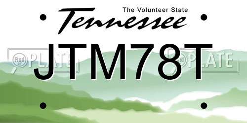 JTM78T Tennessee License Plate