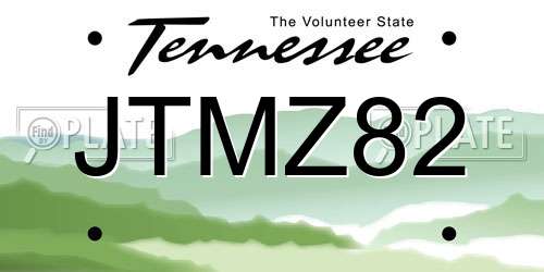 JTMZ82 Tennessee License Plate