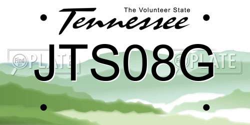 JTS08G Tennessee License Plate