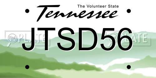 JTSD56 Tennessee License Plate