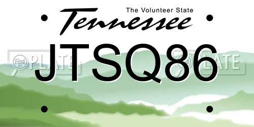 JTSQ86 Tennessee License Plate