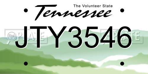 JTY3546 Tennessee License Plate