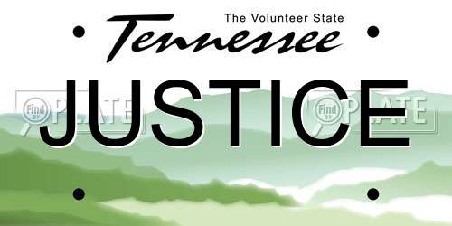JUSTICE Tennessee License Plate