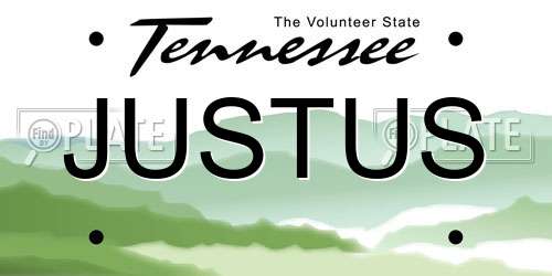 JUSTUS Tennessee License Plate