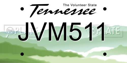 JVM511 Tennessee License Plate
