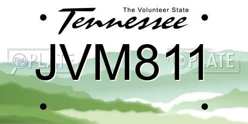 JVM811 Tennessee License Plate