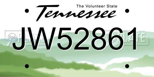 JW52861 Tennessee License Plate