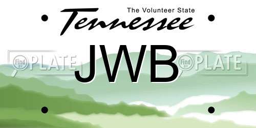 JWB Tennessee License Plate